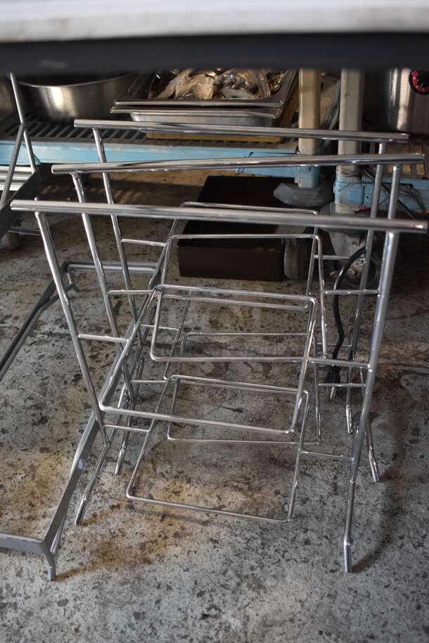 ALL ONE MONEY! Lot of Items Under Table Including 11 Various Metal Stands. Includes 8x24x3.5, 13x22x22, 9x15x18 - Image 3 of 7