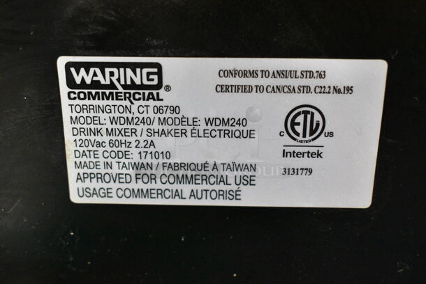 Waring WDM240 Metal Commercial Countertop 3 Head Drink Mixer. 120 Volts, 1 Phase. Tested and Working! - Image 4 of 4