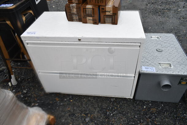 BRAND NEW SCRATCH AND DENT! White Metal 2 Drawer Filing Cabinet.  - Image 2 of 6