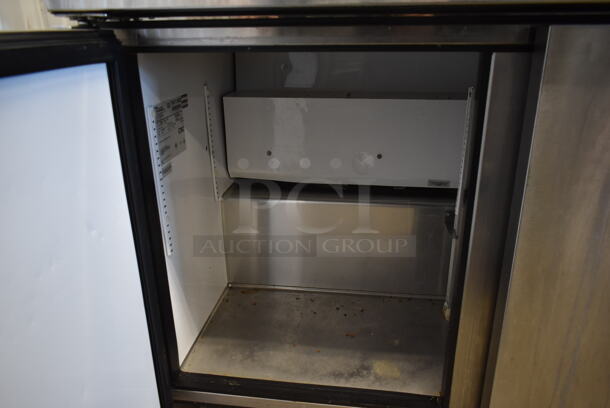 2012 True TSSU-48-12 Stainless Steel Commercial Sandwich Salad Prep Table Bain Marie Mega Top on Commercial Casters. 115 Volts, 1 Phase. Tested and Powers On But Does Not Get Cold - Image 4 of 7