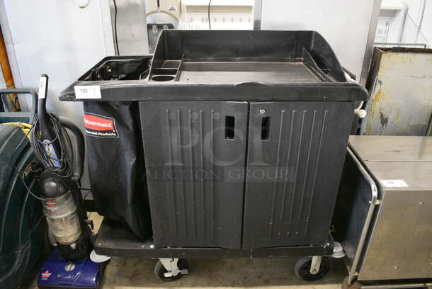 Rubbermaid Black Poly Janitor Cart on Commercial Casters. 53x24x52