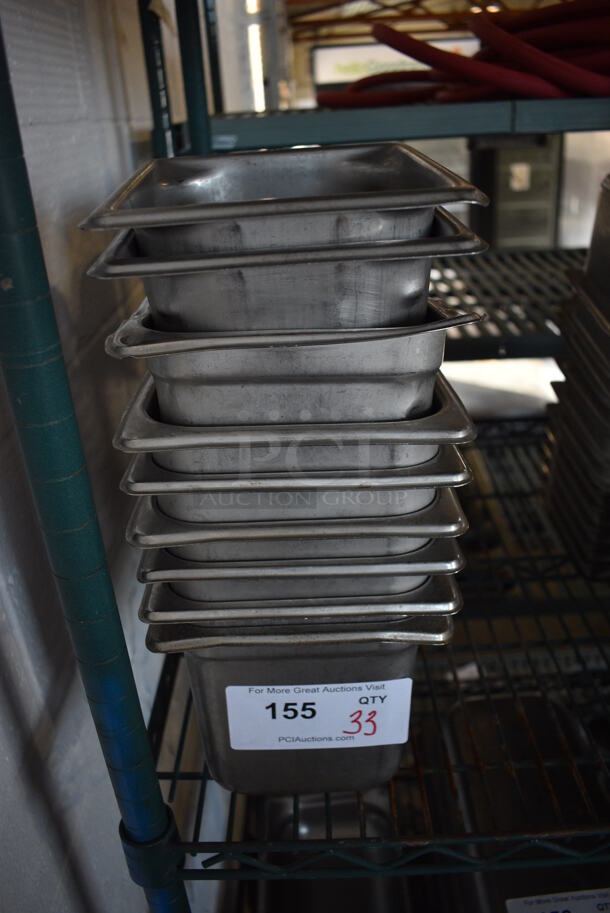 33 Stainless Steel 1/6 Size Drop In Bins. 1/6x6. 33 Times Your Bid!
