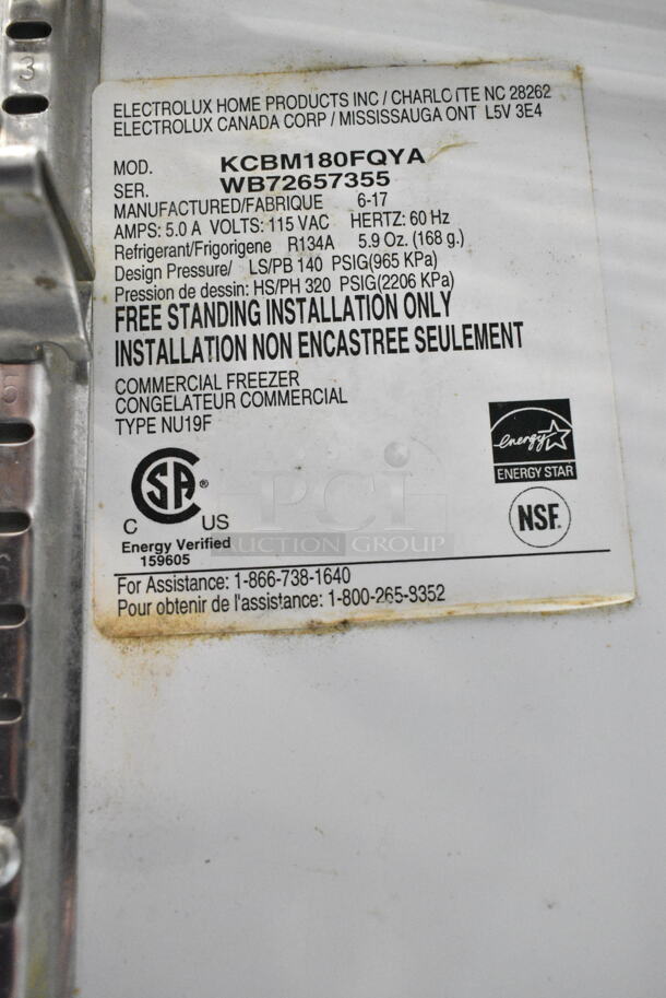 Electrolux KCBM180FQYA Metal Single Door Reach In Freezer. 115 Volts, 1 Phase. Tested and Powers On But Does Not Get Cold - Image 3 of 7
