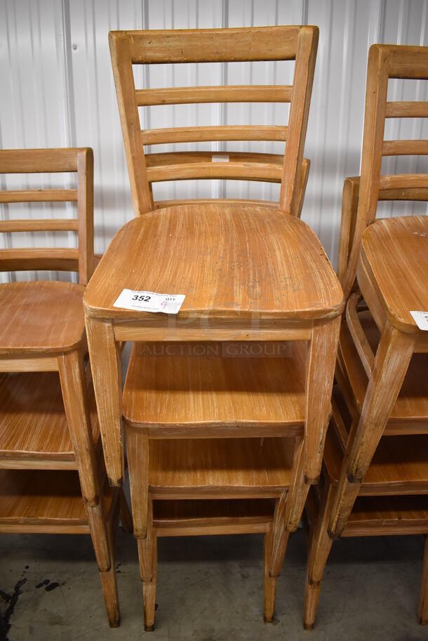 4 Wood Pattern Dining Chairs w/ Ladder Back Seats. 16x18x31. 4 Times Your Bid! - Image 4 of 6