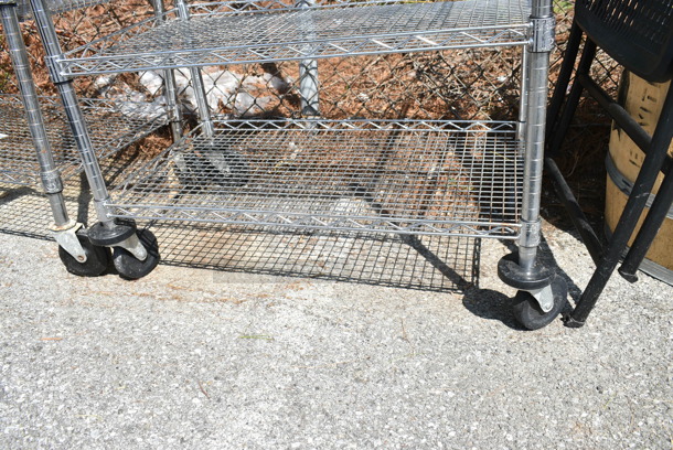 2 Chrome Finish Wire Items; Shelving Unit and Cart. 18x36x37, 30x18.5x33. 2 Times Your Bid!  - Image 3 of 6