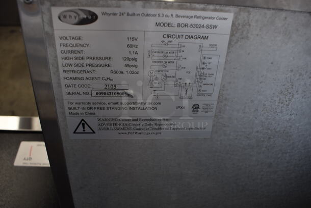 BRAND NEW! Whynter BOR-53024-SSW Stainless Steel Commercial Mini Cooler. 115 Volts, 1 Phase. 24x24x34. Tested and Working! - Image 8 of 8