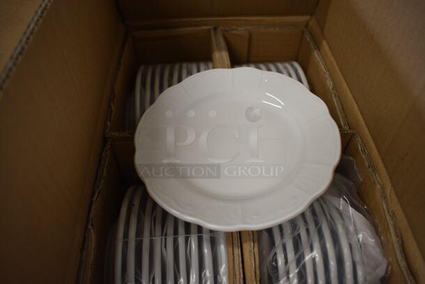 72 BRAND NEW IN BOX! Tuxton CHA-060 White Ceramic Plates. 6x6x1. 72 Times Your Bid!