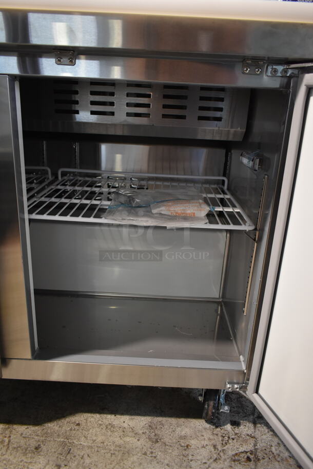 2022 Avantco 178APT48HC Stainless Steel Commercial Sandwich Salad Prep Table Bain Marie Mega Top on Commercial Casters. 115 Volts, 1 Phase. Tested and Working! - Image 11 of 11