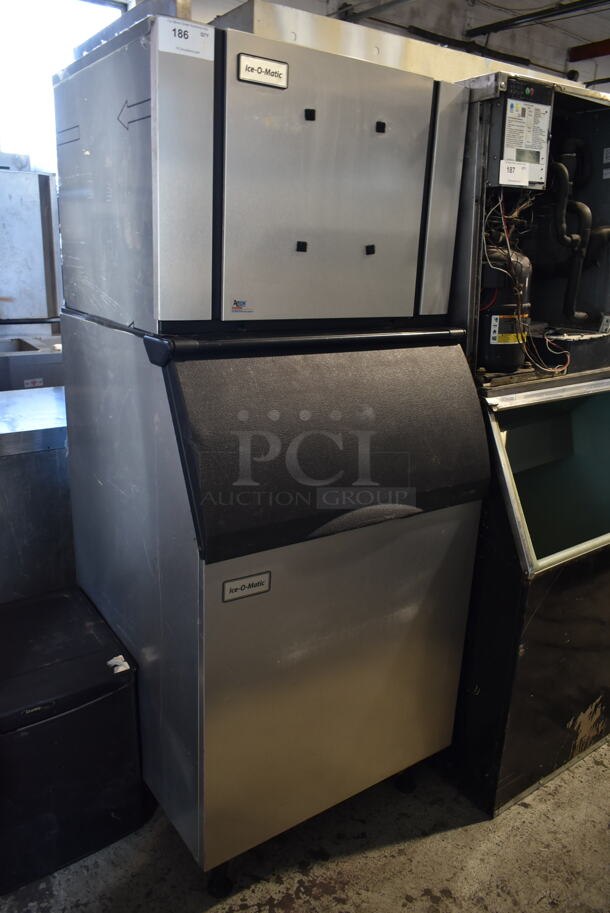 2019 Ice-O-Matic CIM0530FA4 Stainless Steel Commercial Ice Machine Head on Ice-O-Matic Commercial Ice Bin. 115 Volts, 1 Phase.  - Image 1 of 6