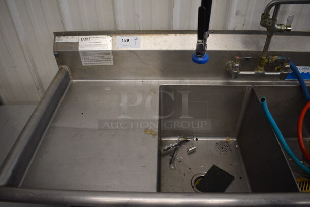 Duke Stainless Steel Commercial 4 Bay Sink w/ Dual Drainboards, Faucet, Handles and Spray Nozzle Attachment. 100x27x43. Bays 16x21x13. Drainboards 16x23x2 - Image 2 of 6