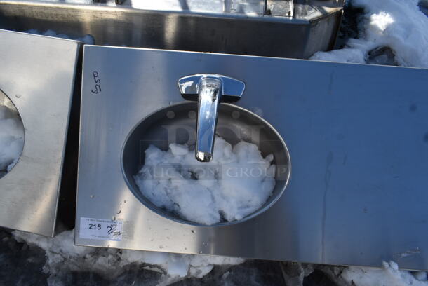 Stainless Steel Commercial Wall Mount Counter w/ 2 Sink Bays and 2 Faucets. Bays 15.5x11x7 - Image 2 of 4
