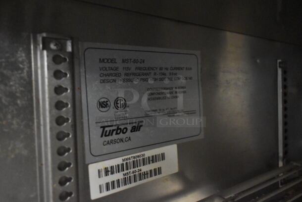 Turbo Air MST-60-24 Stainless Steel Commercial Sandwich Salad Prep Table Bain Marie Mega Top on Commercial Casters. 115 Volts, 1 Phase. Tested and Working! - Image 7 of 8