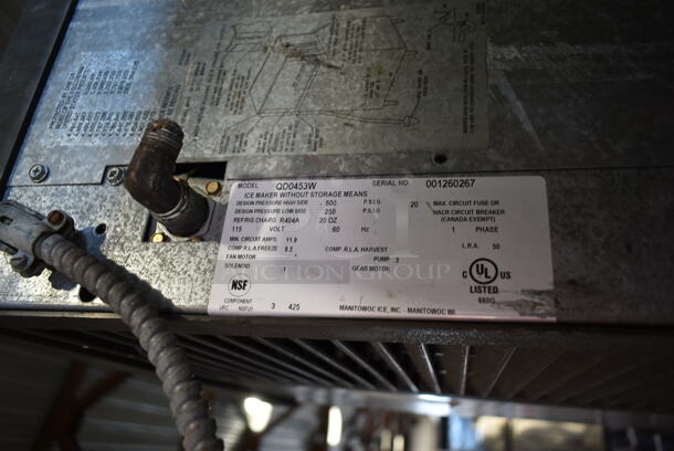Manitowoc QD0453W Stainless Steel Commercial Ice Machine Head on Follett SG700S-30 Commercial Ice Bin. 115 Volts, 1 Phase.  - Image 8 of 8
