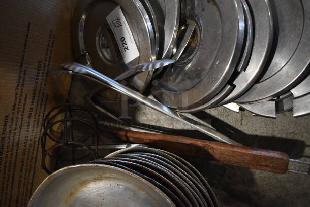 ALL ONE MONEY! Lot of Various Items Including Round Metal Lids and Utensils - Image 3 of 4