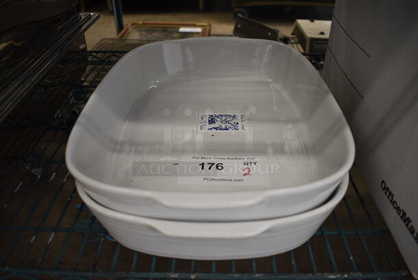 2 White Ceramic Casserole Dishes. 16.5x11.5x3. 2 Times Your Bid!