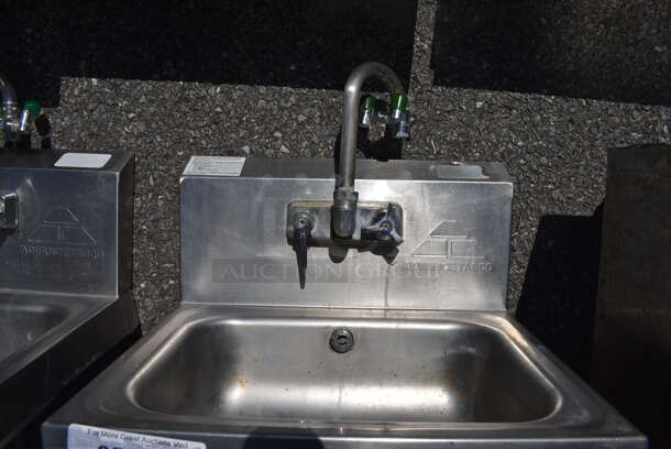 Advance Tabco Stainless Steel Commercial Single Bay Wall Mount Sink w/ Faucet and Handles. 17.5x15.5x22 - Image 4 of 4