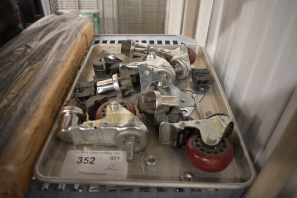 ALL ONE MONEY! Lot of 4 Commercial Casters on Metal Tray! - Image 1 of 3