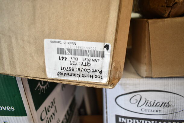 PALLET LOT of 20 BRAND NEW Boxes Including 50012W Choice 12 oz. White Poly Paper Hot Cup - 1000/Case, 394365L Noble Products Powder-Free Disposable Clear Vinyl Gloves for Foodservice - Large - 1000/Case, 795KFT44RNPE Choice 44 oz. Round Kraft PE-Lined Microwavable Take-Out Container 7 5/16" x 2 5/8" - 300/Case, 130HCUTFWR Visions Individually Wrapped White Heavy Weight Plastic Fork - 1000/Case, 2 Box 17622STPNLCL Choice 22 oz. Clear SAN Plastic Paneled Tumbler - 12/Pack, 5014455HVY Lavex Hercules 56 Gallon 2 Mil 44" x 55" Low Density Heavy-Duty BlackCan Liner / Trash Bag - 50/Case, 395TO961 EcoChoice 9" x 6" x 3" Compostable Sugarcane / Bagasse 1 Compartment Take-Out Container - 200/Case, 5012423M1 Lavex Li'l Herc 10 Gallon 1 Mil 24" x 23" Low Density Medium-Duty Black Can Liner / Trash Bag - 500/Case, Purell 5215-02 Healthy Soap. 20 Times Your Bid! - Image 7 of 12