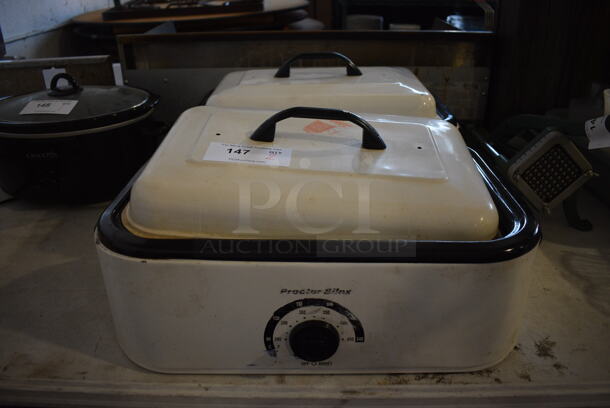 2 Proctor Silex White Metal Countertop Slow Cookers. 23x15x12. 2 Times Your Bid!