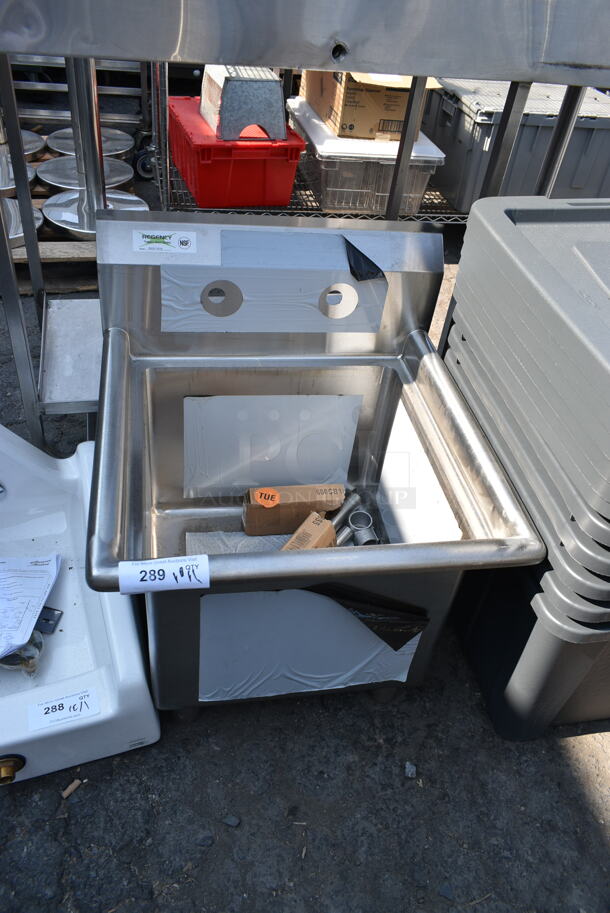BRAND NEW SCRATCH AND DENT! Regency 600S11818 23" 16-Gauge Stainless Steel One Compartment Commercial Sink with Stainless Steel Legs, without Drainboard - 18" x 18" x 14" Bowl - Image 2 of 6