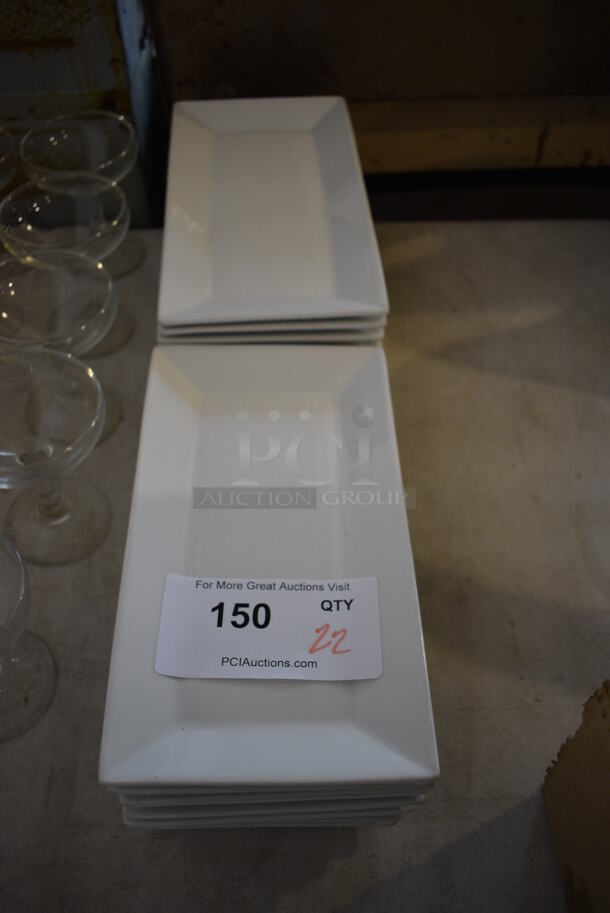 22 White Ceramic Rectangular Plates. 5.5x10x1. 22 Times Your Bid!