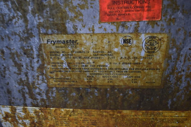 Frymaster MJCFSD Commercial Stainless Steel Natural Gas Fryer With 2 Fry Baskets On Galvanized Legs. 150,000 BTU. - Image 6 of 6