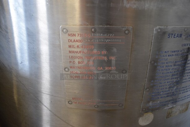 Legion Model LFC-20 Stainless Steel Commercial Floor Style Electric Powered Steam Jacketed Steam Kettle. 380 Volts, 3 Phase. 31x33x38 - Image 6 of 9