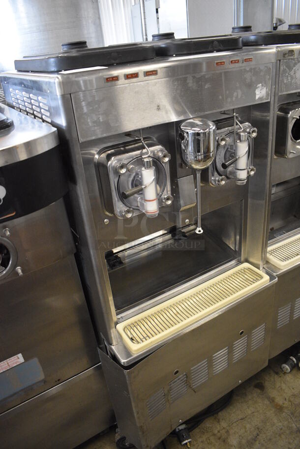 Taylor Model 342D-27 Stainless Steel Commercial Floor Style Air Cooled 2 Flavor Frozen Beverage Machine w/ Drink Mixer Attachment on Commercial Casters. 208-230 Volts, 1 Phase. 26x34x60 - Image 4 of 11