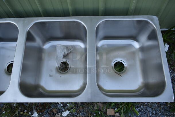 BRAND NEW SCRATCH AND DENT! Stainless Steel 3 Bay Drop In Sink. Bays 16x20 - Image 2 of 3