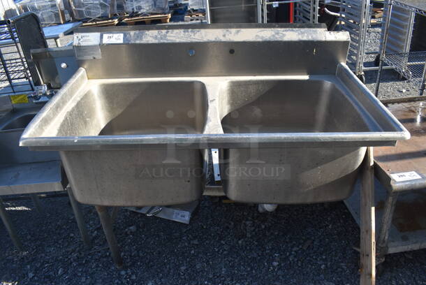 Eagle Stainless Steel Commercial 2 Bay Sink. 55x30x46. Bays 24x24x13