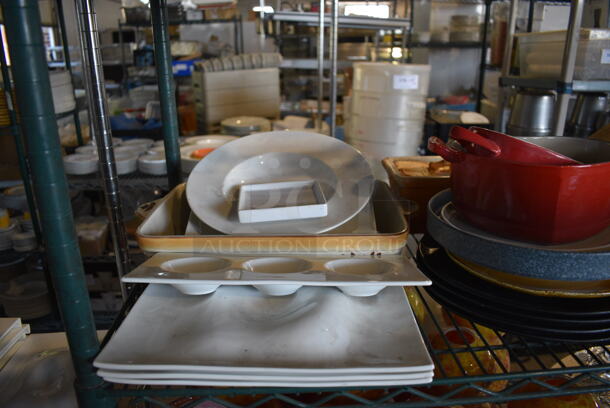 ALL ONE MONEY! Lot of 3 Tiers of Various Items Including Dishes, Metal Pots - Image 6 of 9