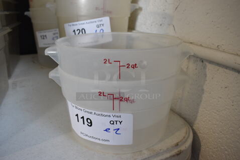 ALL ONE MONEY! Lot of 2 Poly 2 Quart Containers! 8x7x4