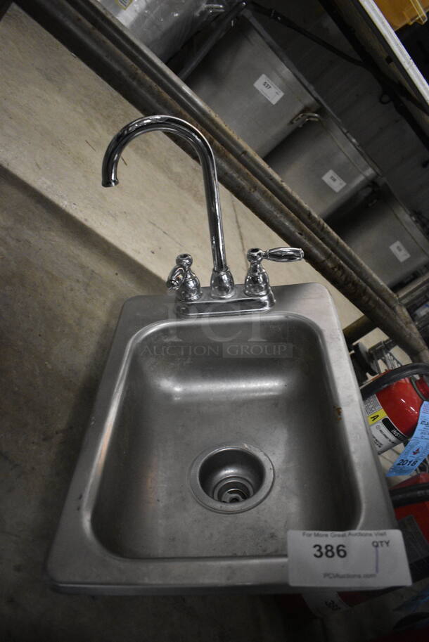Stainless Steel Single Bay Drop In Sink w/ Faucet and Handles. 13x19x16