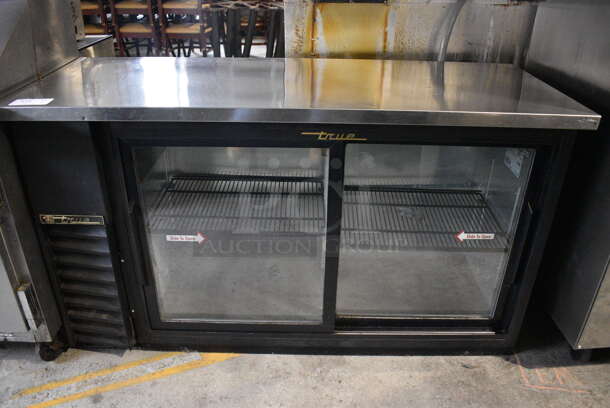 True Model TBB-24-60G-SD Metal Commercial 2 Door Back Bar Cooler Merchandiser. 115 Volts, 1 Phase. 61x24x36. Tested and Powers On But Temps at 48 Degrees