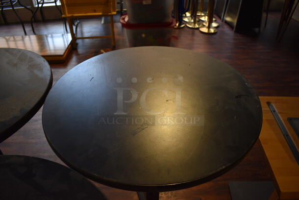 3 Black Round Bar Height Tables on Black Metal Table Base. 30x30x42. 3 Times Your Bid! (lounge) - Image 4 of 4