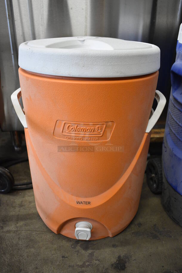 Coleman Orange and White Poly Portable Cooler. 13x12x19 - Image 1 of 4