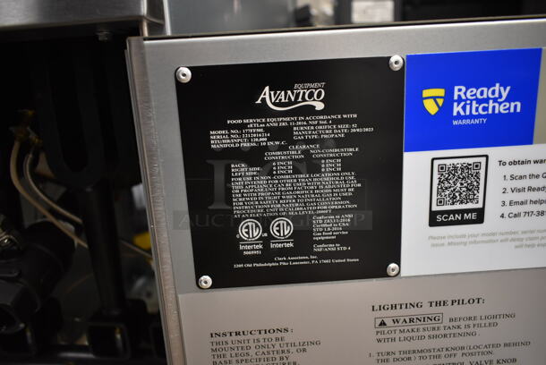 BRAND NEW SCRATCH AND DENT! 2023 Avantco 177FF50L Stainless Steel Commercial Floor Style Propane Gas Powered Deep Fat Fryer w/ 2 Metal Fry Baskets on Commercial Casters. 120,000 BTU. Tested and Working! - Image 5 of 5