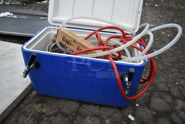 Blue and White Poly 2 Tap Jockey Box w/ Hoses. - Image 5 of 5