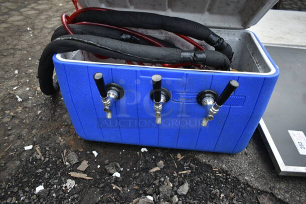 Blue and White Poly 3 Tap Jockey Box w/ Hoses. - Image 3 of 4