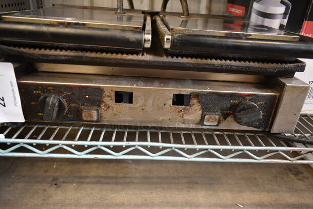 Stainless Steel Commercial Countertop Double Panini Press. Cannot Test Due To Plug Style - Image 4 of 5