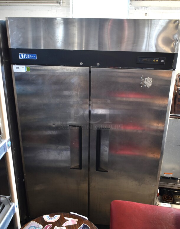 Turbo Air M3R47-2 Stainless Steel Commercial 2 Door Reach In Cooler w/ Poly Coated Racks. 115 Volts, 1 Phase. Tested and Working! - Image 1 of 7