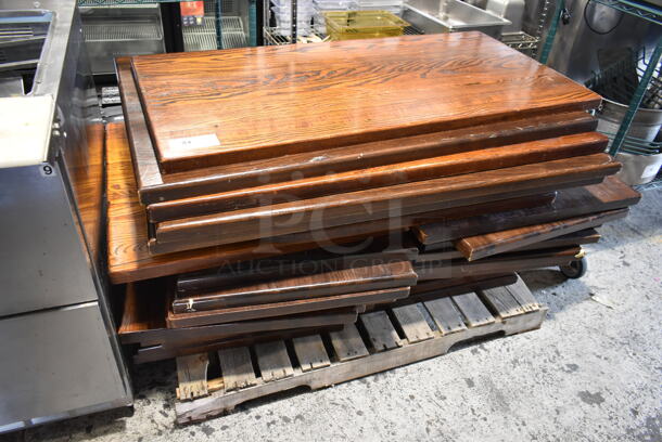 PALLET LOT of 26 Various Wooden Butcher Block Style Tabletops. - Image 1 of 4