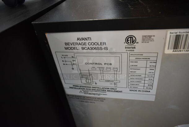 BRAND NEW SCRATCH AND DENT! Avanti BCA306SS-IS 10 Bottle 70 Can Beverage Cooler Wine Chiller Merchandiser. 115 Volts, 1 Phase. Tested and Working! - Image 5 of 5