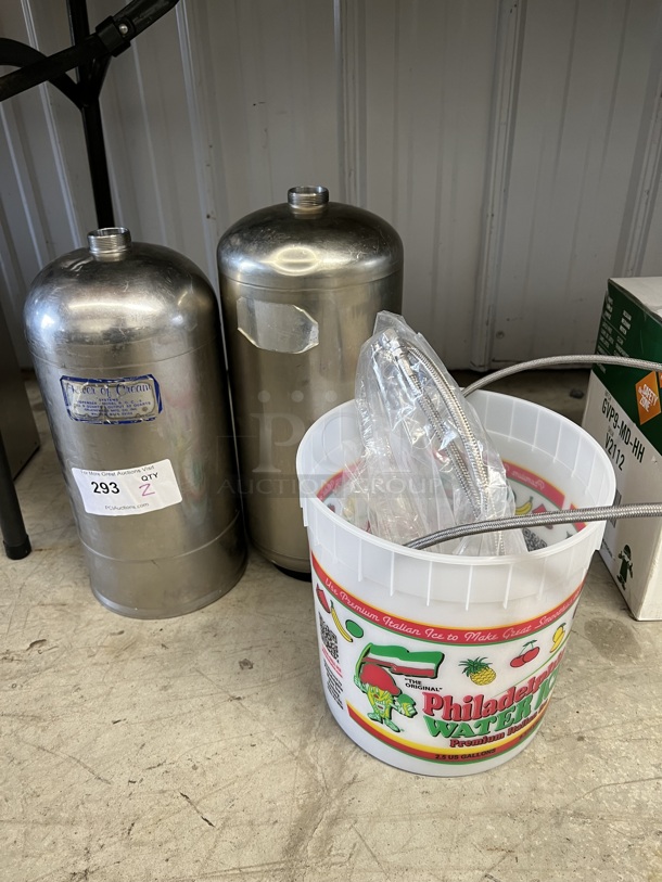 2 Stainless Steel River of Cream ROC-5 Tanks. 7x7x17. 2 Times Your Bid!