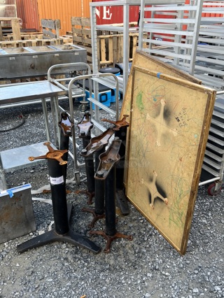 6 Various Metal Table Bases and 4 Tabletops; 4 Straight Leg. Includes 23x23x29. 6 Times Your Bid!