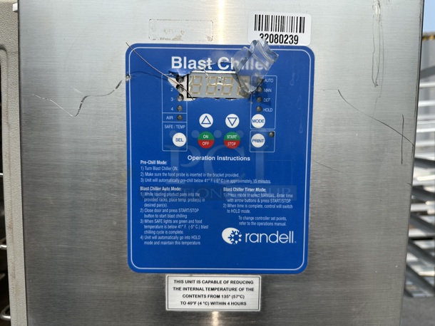 2015 Randell BC-18 Stainless Steel Commercial Floor Style Blast Chiller. Door Needs To Be Reattached.40 115/230 Volts, 1 Phase. - Image 4 of 7