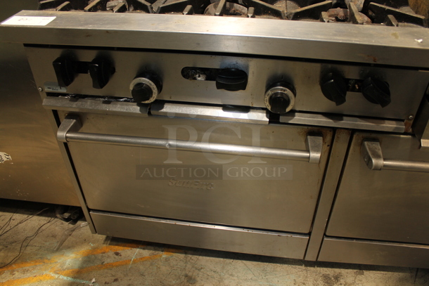 Garland X60-6R24RR Stainless Steel Commercial Natural Gas Powered 6 Burner Range w/ Right Side Flat Top Griddle, 2 Ovens, Back Splash and Over Shelf. - Image 4 of 10