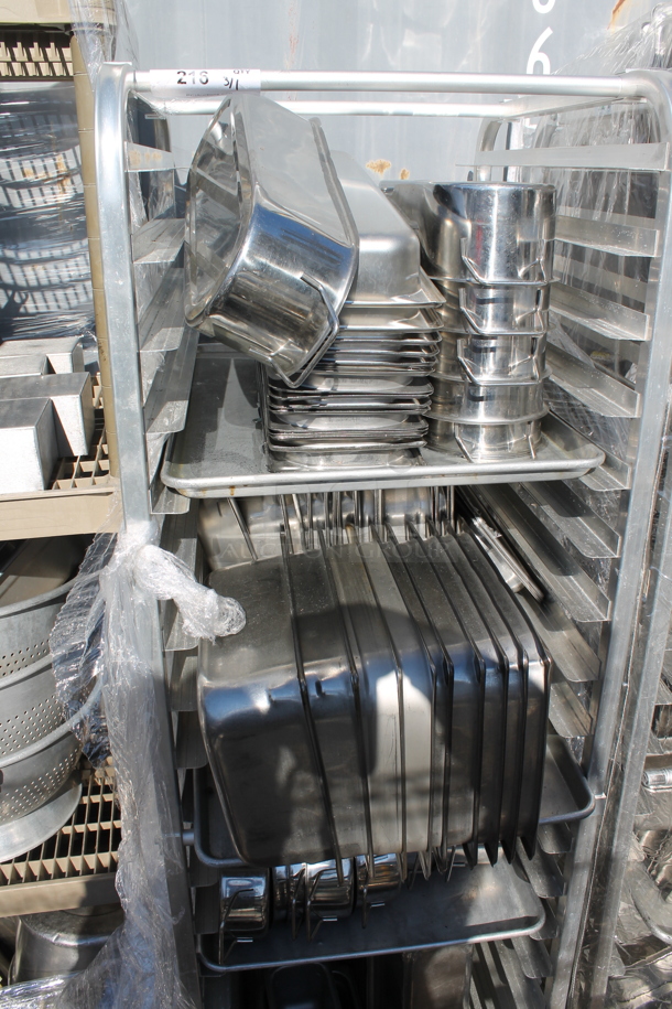 Metal Commercial Pan Transport Rack w/ Contents and Clear Poly Cover on Commercial Casters. - Image 2 of 3