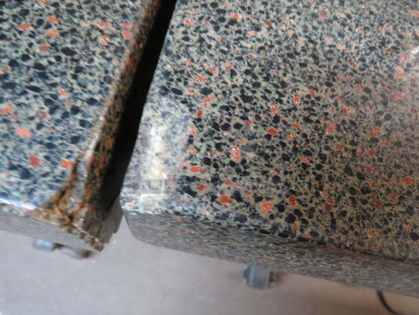 One Work Table With A Granite Look Top And 3 Electric Induction Burners On A Metal Base On Casters. Cracked See Pics.  72X32X36 - Image 3 of 6