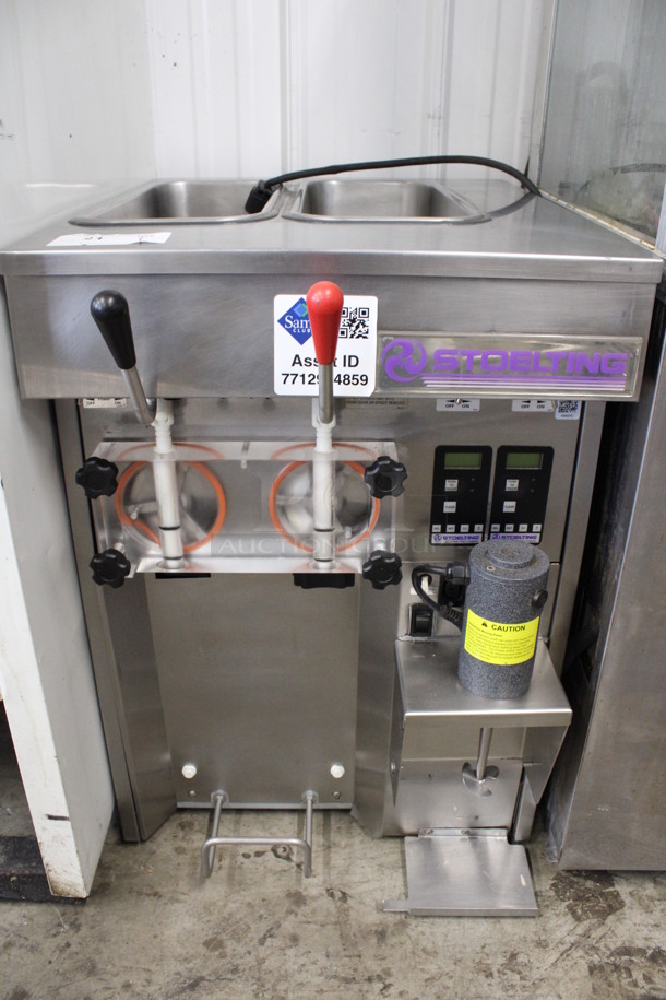 Stoelting Stainless Steel Commercial Countertop Air Cooled 2 Flavor Soft Serve Ice Cream Machine w/ Milkshake Mixer. 208-240 Volts, 1 Phase. 22x31x32.5
